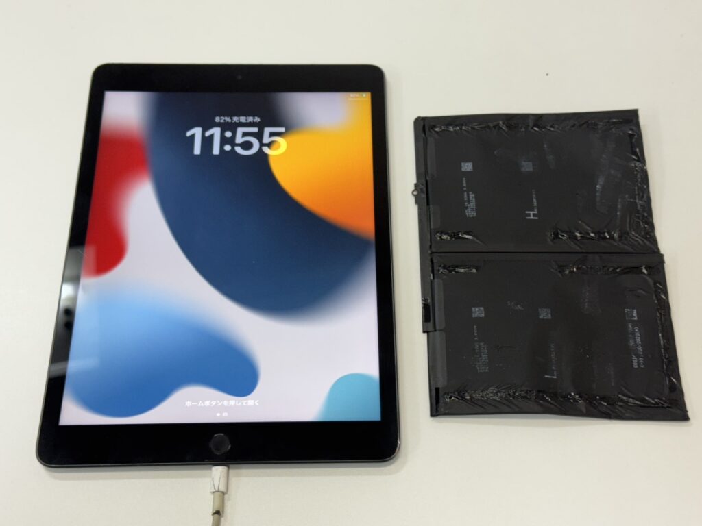 修理完了後、画面が正常に閉じられたiPad9の外観