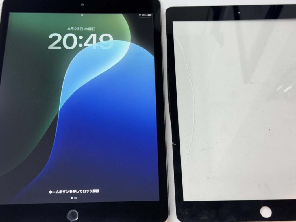 40分でガラス交換を終え、綺麗になったiPad 8。