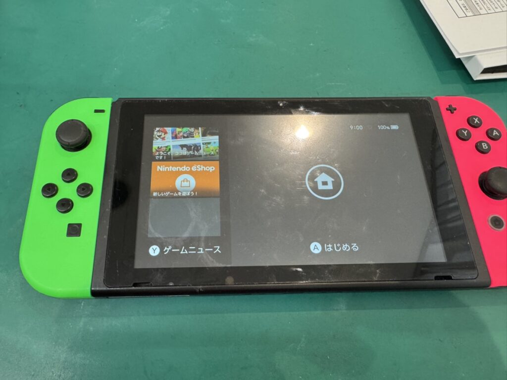 液晶交換を終えてゲーム画面が綺麗に映るようになったNintendo Switch